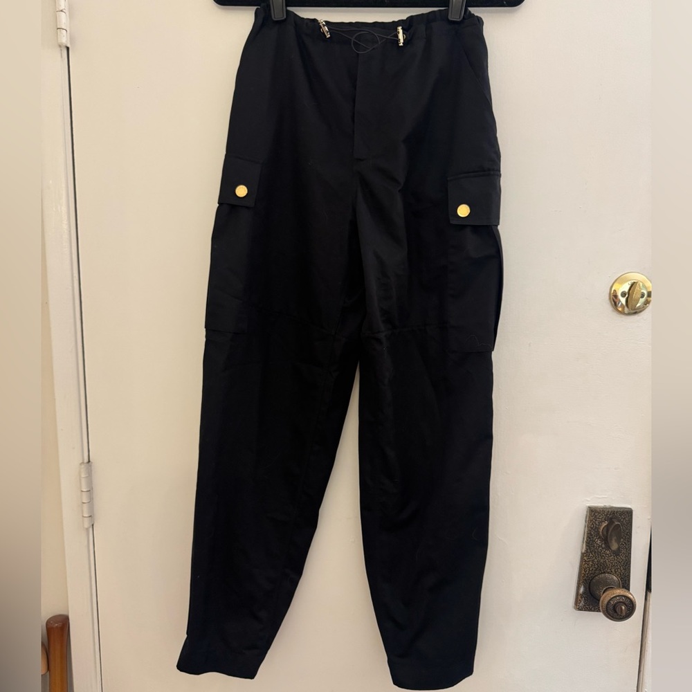 Sandro Black Cargo Pants with Gold Accents